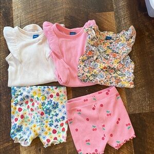 Old Navy Kids Floral and Cherry Print Shorts with tops/onesies